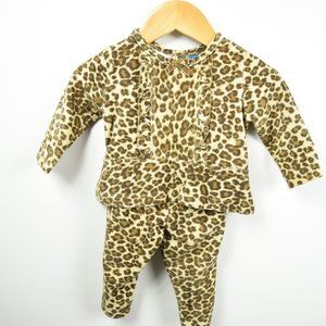 Animal print 2 piece velour outfit 6-9M